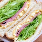 レタス&ハムとタルタルソース サンドイッチ♪